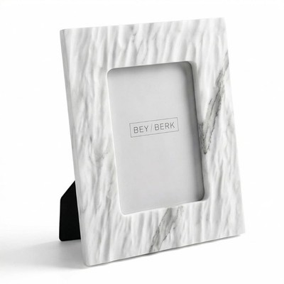 Talin White Marble 5'' x 7'' Photo Frame with Easel Stand, Genuine Stone Pictur...