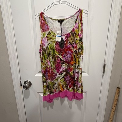 Cupio Womens Tank Top Tropical Floral Print Multicolor XL NWT