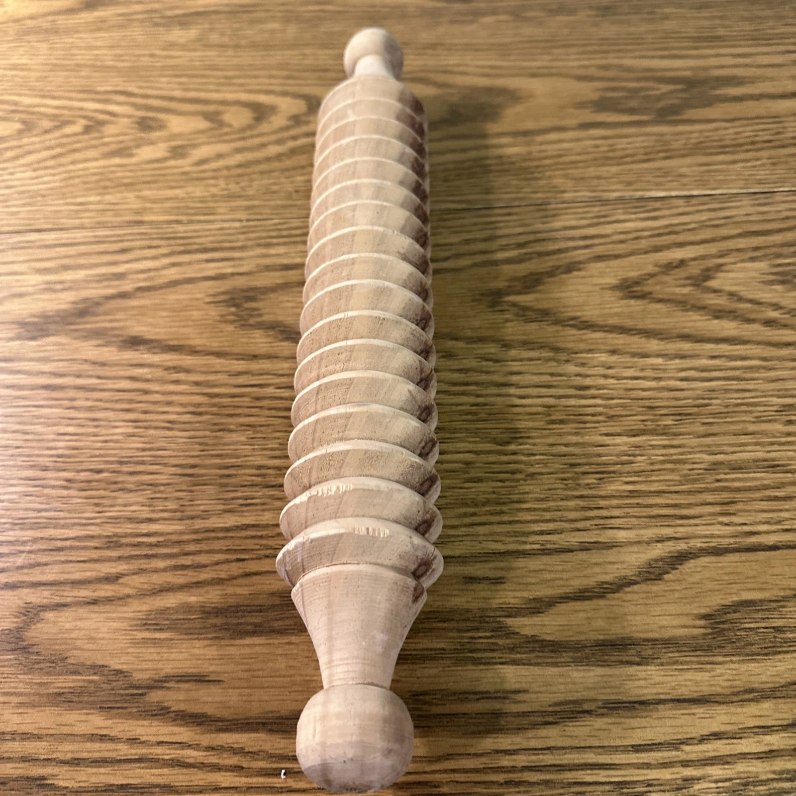Vintage Wooden Grooved Rolling Pin Norwegian Pasta Roller 14" x 2"