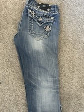 Miss Me Denim Easy Jeans Capris Size 27 Rhinestone Embroidered JE5369Ep4