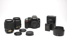 Nikon D3200 24.2MP Digital SLR Camera w/ 18-55mm  55-200mm dual lens kit EXC 