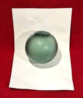 ANTIQUE CA 1880S GLASS TARGET BALL / SEA GREEN BLOWN GLASS WITH PONTIL