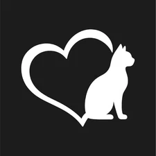 Cat Tail Love Heart Vinyl Decals car window laptop Pet Love Sticker