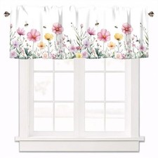 Spring Wildflowers Curtain Valance for Windows 12"W x 42"L Pack of 1 Floral1