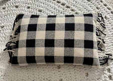 RARE RALPH LAUREN HOME COLD SPRING BUFFALO CHECK WOOL THROW PILLOW ~ BLK/CREAM