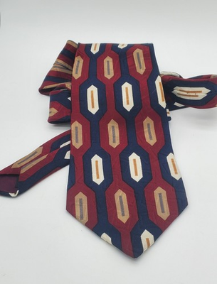 #ad #ad JOHN HENRY Men#x27;s 100% Silk Necktie USA Designer GEOMETRIC Multi Colored EUC $5.10