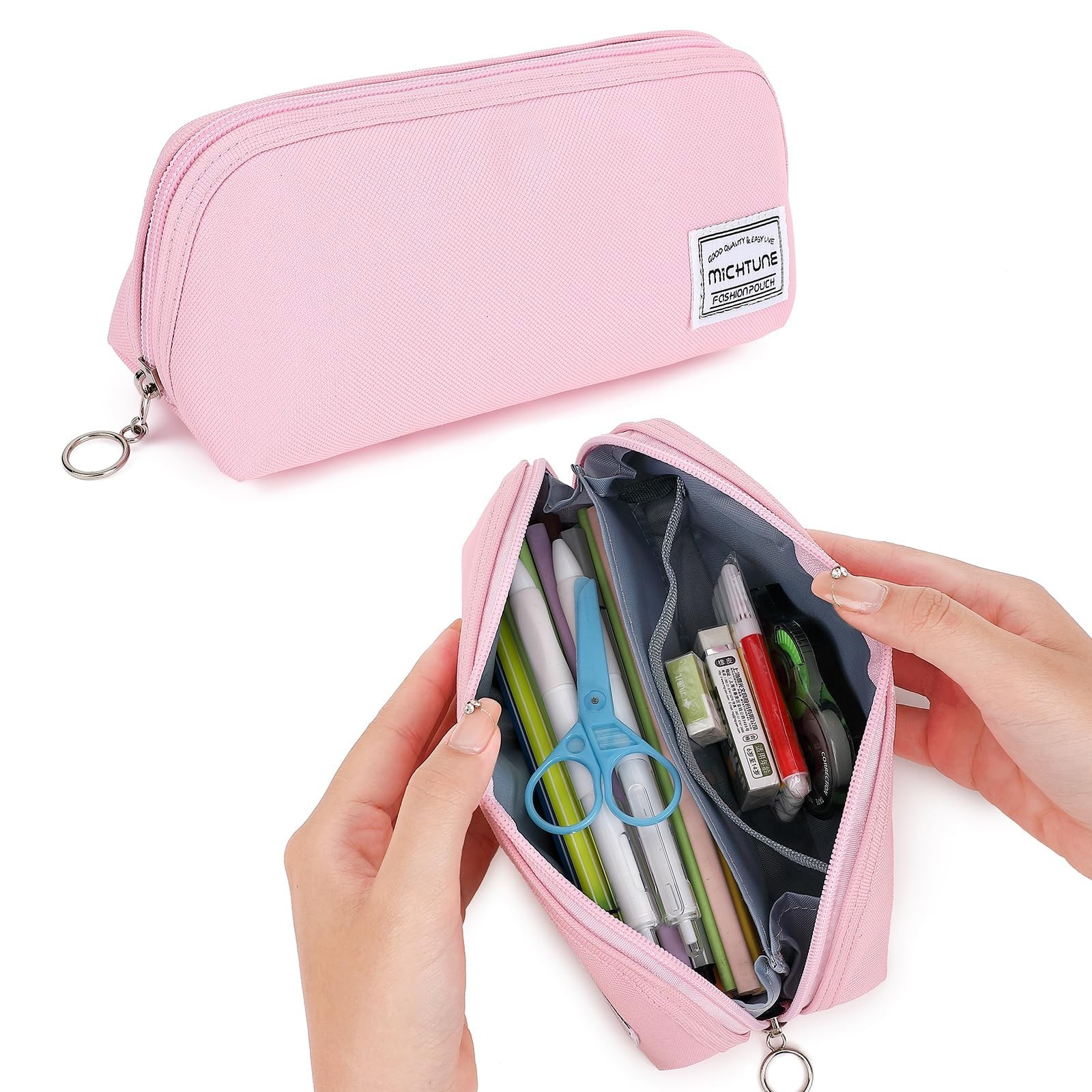 Case,large Opening Pencil Pouch,zipper Closure,portable Stat