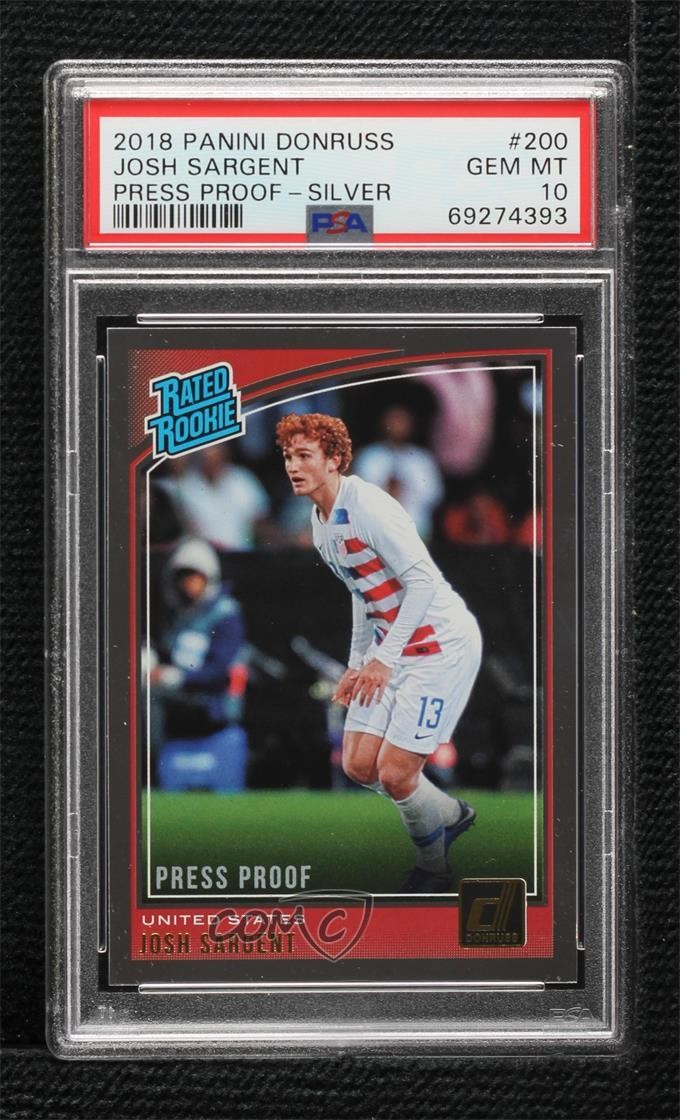 2018 Donruss Rated Press Proof Silver Josh Sargent PSA 10 GEM MT Rookie RC e0v