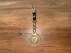 Anne Klein Lion Head Purse Bag Charm  Leather Gold Tone Key Chain Fob Clip On — photo 7