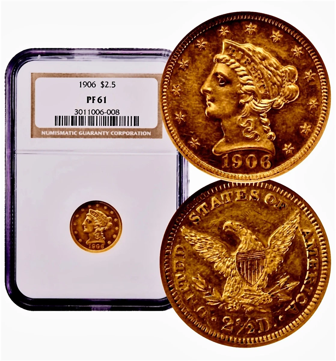 1906 Year Quarter Eagle $2.50 US Gold Coins (Pre - 1933) for sale
