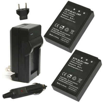 Replacement for Olympus E-420 Battery (2-Pack, 1450mAh) and Charger