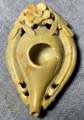 Vintage Asian Hand Carved Soapstone Water Dropper Calligraphy 3 3/8  x 2 1/4 