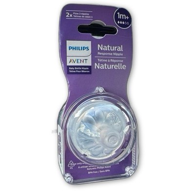 Philips Avent Natural Response Nipple Flow 3 1M+ Baby Bottle Nipples 2 Pack NIP