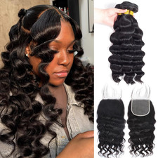 12A Loose Wave Bundles Human Hair with 5X5 Closure 14 16 18 12 Inch