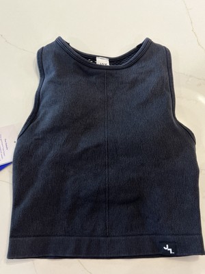 JoyLab Cropped Fit High-Neck Padded Shirt Tank size XS - Black Onyx