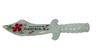 PLAINFIELD NJ NEW JERSEY ANTIQUE Souvenir DEPRESSION Glass TRINKET SWORD
