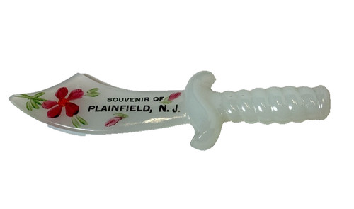 PLAINFIELD NJ NEW JERSEY ANTIQUE Souvenir DEPRESSION Glass TRINKET SWORD