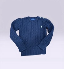 Polo Ralph Lauren Kids Navy Blue Cotton Cable Knit Crewneck Sweater Sz 5