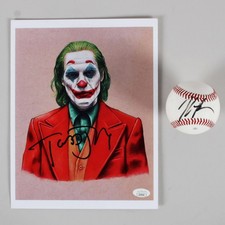Joaquin Phoenix Signed Baseball w/ Todd Phillips Signed Photo 8x10 Joker - CO...