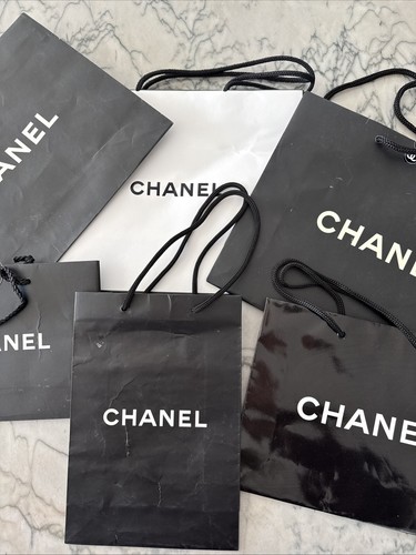 CHANEL Empty Shopping Bags Small and Medium Black & White LOT of 6 Authentic