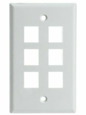 100 Pack Lot Keystone 6 Hole Port Jack Wall Plate Network CAT5e CAT6 White V2