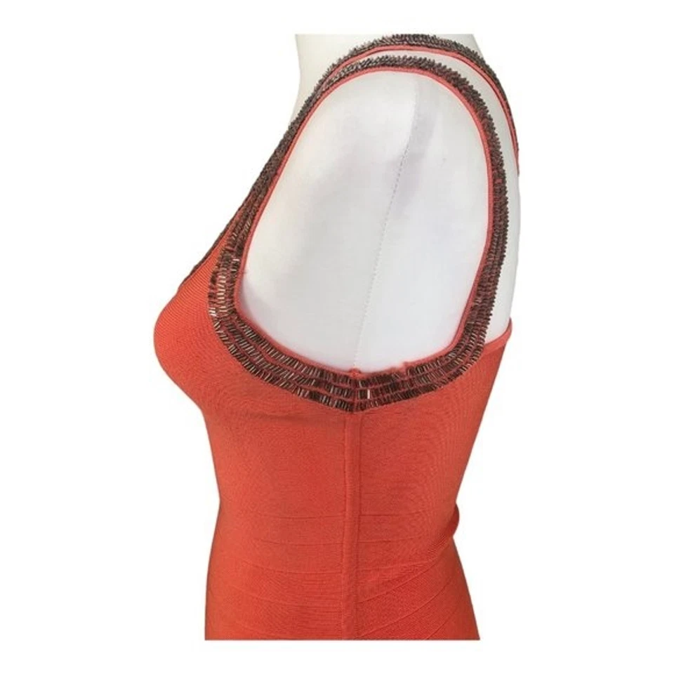 MARCIANO Coral Bodycon Bandage Mini Cocktail Party Dress Flared Hem Size XS - Image 4 of 4