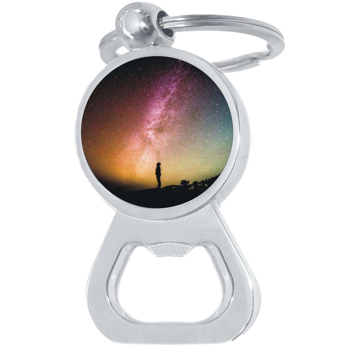 Colorful Night Sky Metal Bottle Opener Keychain for Beer Lovers