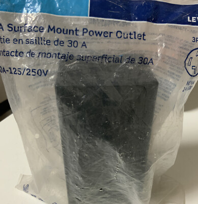   Leviton 30 Amp Single Surface Mounted Single Outlet, Black  Distressed Bag