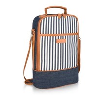 NWT Tirrinia Insulated 2 Bottle Wine Carrier Tote Cooler Bag Striped Travel