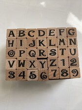 Stamp Craft Jive Alphabet Letters Numbers Wood Rubber Stamps 35 Pcs, 1/2"
