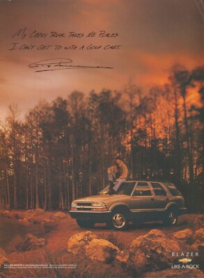 2000 Chevy Blazer - Pro Golfer Greg Norman - Can't With Golf Cart-Print Ad Photo