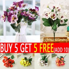 10 Heads Stems Artificial Silk Flowers Pansy Bunch Home Wedding Garden Outdoor