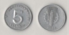 DDR M&uuml;nze 5 Pfennig 1948 A *DR1w