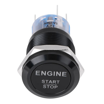 (Schwarz)Push Start Zündschalter 12V Weiße LED Auto Motor Start Stop Push