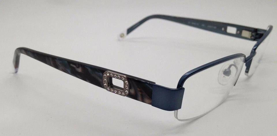 GANT GW SWAN ST Blue SBL Semi Rim Metal Eyeglasses Frame W/Stones 51-17-135 RX - Imagem 3 de 4