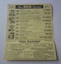 Old Vintage 1940 - DECCA RECORDS - Advertising Mailer - New Records 
