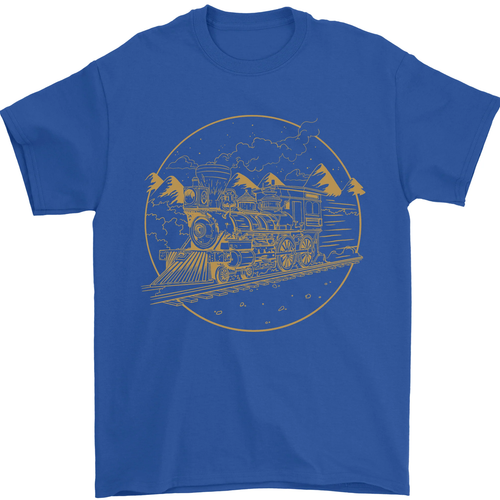 Gold Locomotive Steam Engine Train Spotter Mens T-Shirt 100% Cotton - Picture 42 of 95