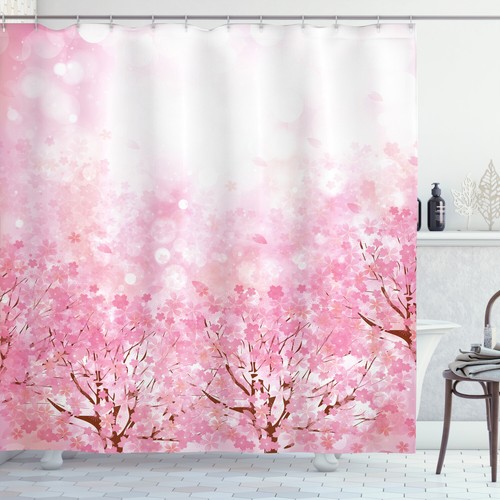 Pale Pink Shower Curtain Romatic Sakura Tree Print for Bathroom eBay
