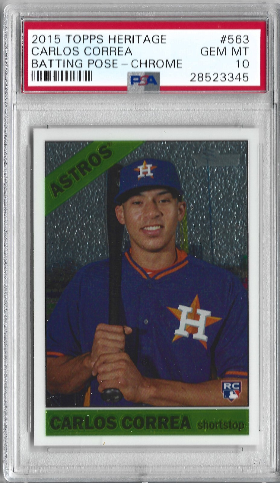 2015 Topps Heritage Chrome 563 Carlos Correa RC PSA 10 GEM MINT Rookie 296/999 *