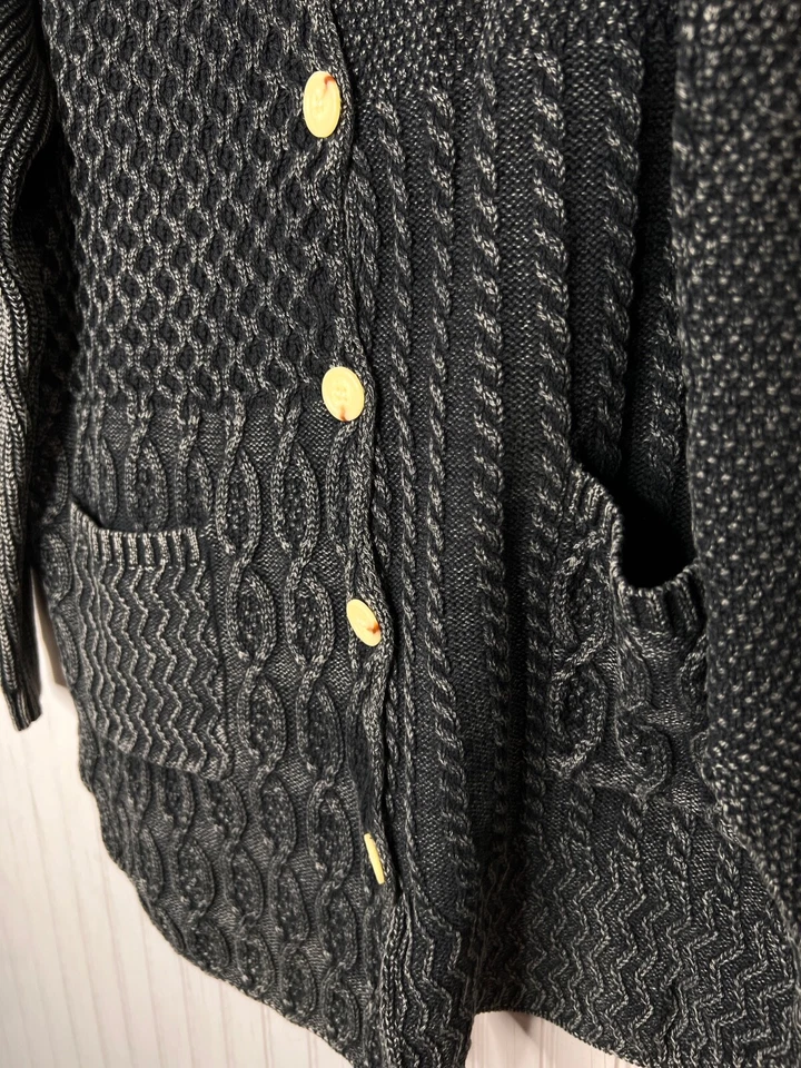 CÁRDIGAN Boutique Mujer 16 18 Negro Blanco Bolsillos con Botones Diseñador Nuevo sin Etiquetas Foto 4 de 4