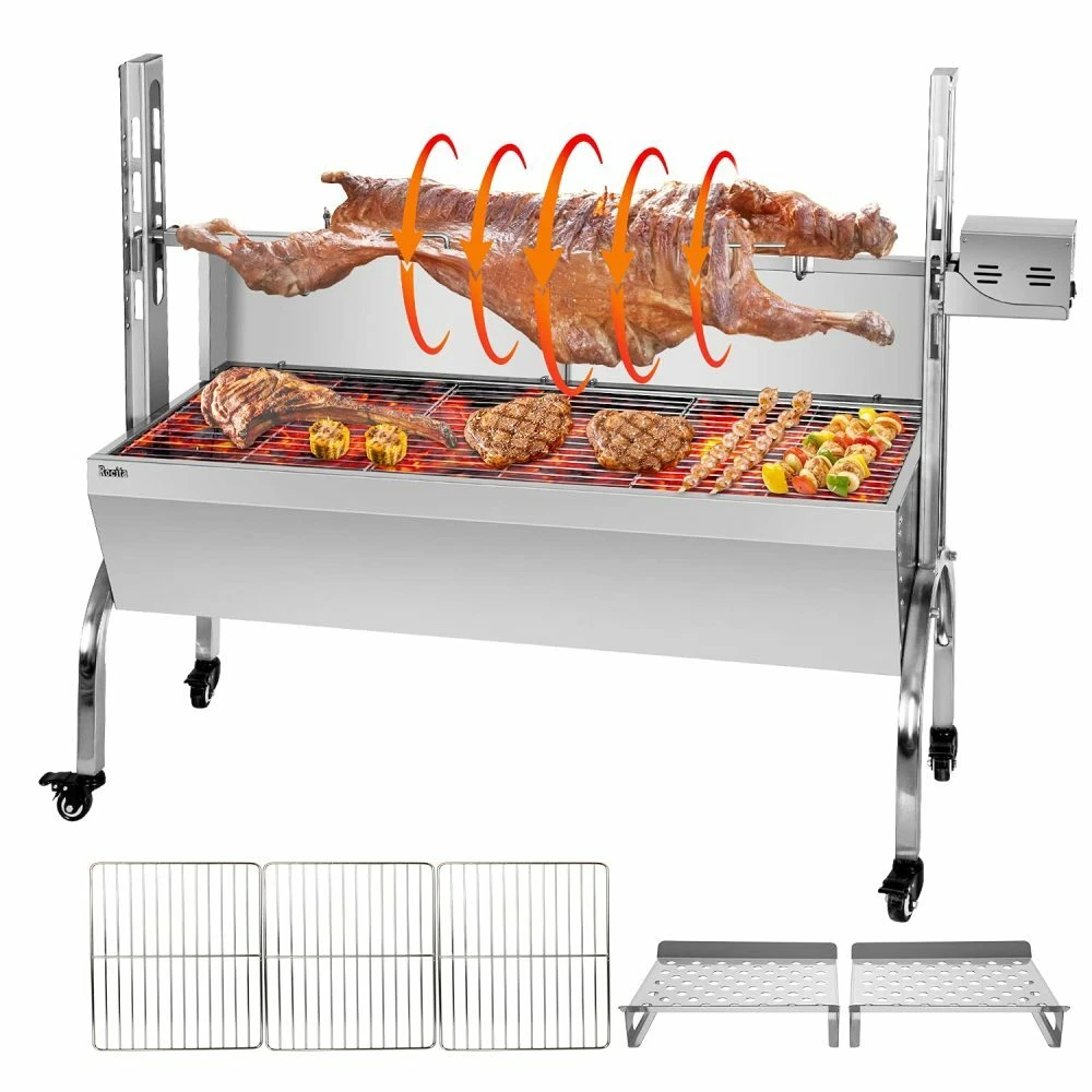 49'' Large Spit Roaster Rotisserie Pig Lamb Roast BBQ Portable Outdoor  Grill | eBay