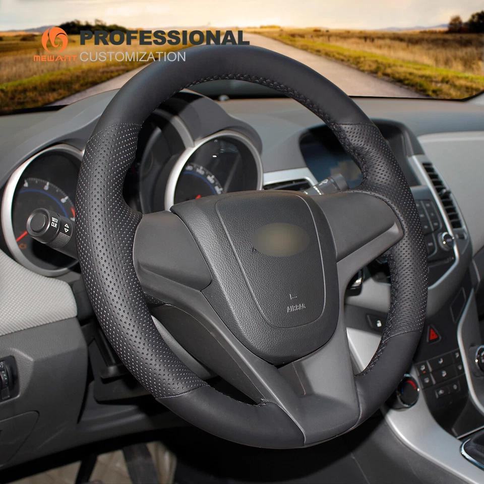 Cubierta de volante de cuero negro para Chevrolet Cruze Aveo Orlando Holden Cruze Foto 4 de 4