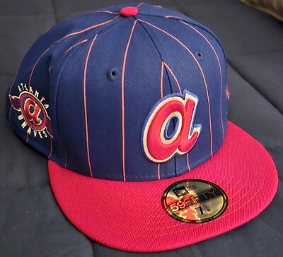 Casquette Atlanta Braves New Era 5950 - Logo Classique Ajustée - Taille 7 3/4 - Blanc Et Bleu Roi