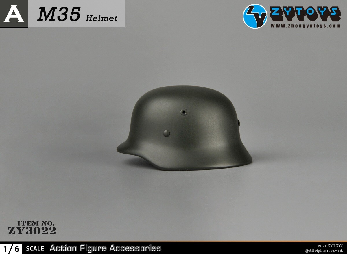 ZYTOYS 1:6 WWII Metal M35 German Helmet Model Soldier Doll Mini