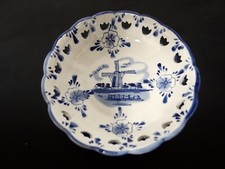 Keramikschale mit holländischem Motiv + Dekor, blau-weiß