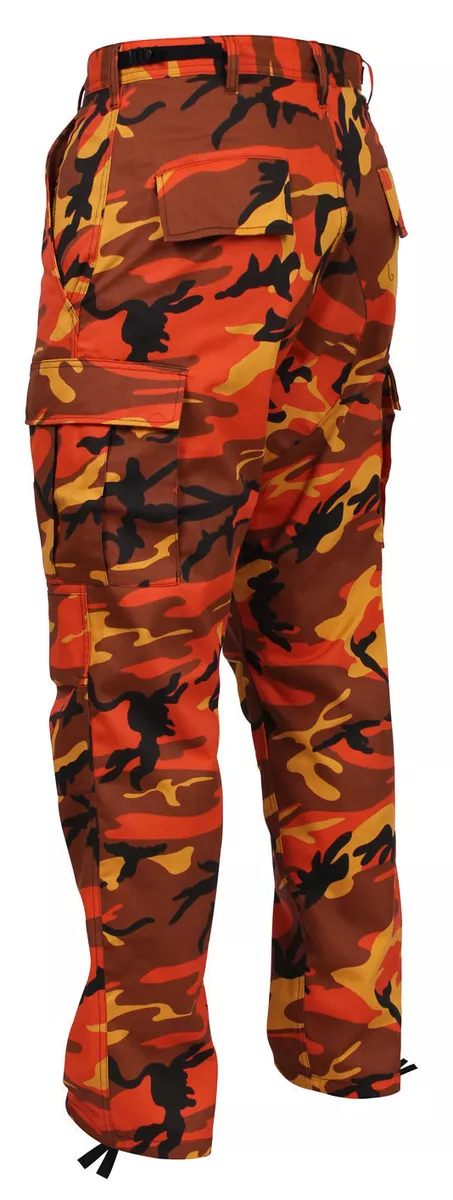 MENS ORANGE CAMO ROTHCO Military BDU Pants Army Cargo Fatigue Camouflage Camo