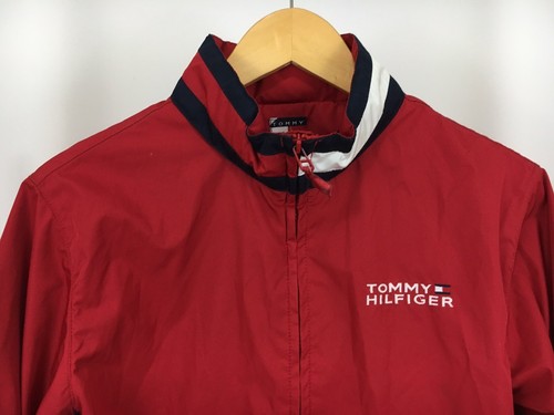 VTG Tommy Hilfiger Collar Flag Spellout Full Zip Hood Windbreaker Jacket YOUTH M - Picture 2 of 7