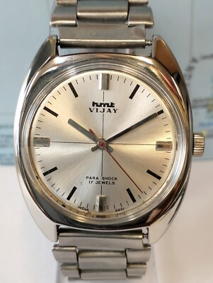 HMT VIJAY 17 JEWELS WINDING SILVER DIAL 040605 INDIA MEN'S FULL WORKING VINTAGE