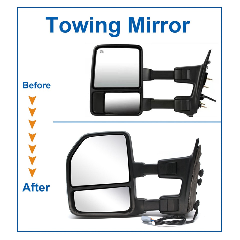 Pair of 2 | Heated Towing Power Mirrors For 99-07 Ford F250 F350 F450 F550