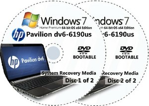 Hp Pavilion Dv6 6190us Factory Recovery Media 2 Discs Windows 7 Home 64 Bit Ebay